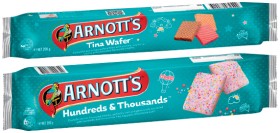 Arnott%26rsquo%3Bs+Flavoured+Iced+Biscuits+200%E2%80%91250g%2C+Tina+Wafer+or+Tiny+Teddy+Half+Coated+Milk+Chocolate+Biscuits+200g+Selected+Varieties