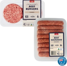 Coles+Classic+Burgers+or+Sausages+400g-550g