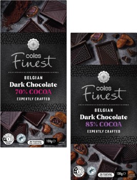 Coles+Finest+70%25+Cocoa+or+85%25+Cocoa+Block+Chocolate+100g