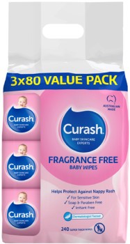 Curash+Fragrance+Free+Sensitive+Skin+Baby+Wipes+240+Pack