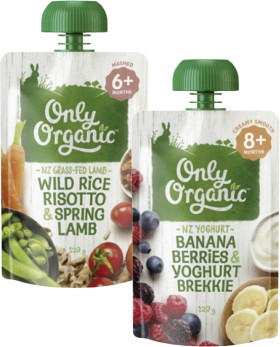 Only+Organic+4%2B+Months%2C+6%2B+Months+or+8%2B+Months+Baby+Food+Pouch+120g