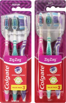 Colgate+Zig+Zag+Medium+or+Soft+Toothbrush+3+Pack