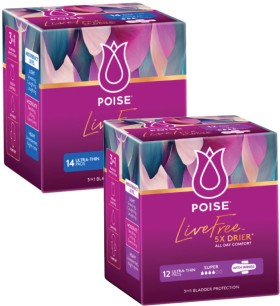 Poise+Live+Free+Pads+with+Wings+Regular+14+Pack+or+Super+12+Pack