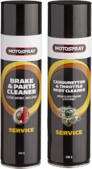 Motospray+Brakes+%26amp%3B+Part+Cleaner+400g+and+Carburettor+%26amp%3B+Throttle+Body+Cleaner+400g