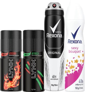 Assorted+Deodorants+Lynx+96g-165g+or+Rexona+145g-150g