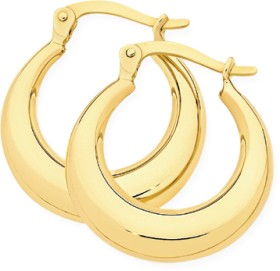 9ct+Gold12mm+Polished+Puff+Creole+Earrings