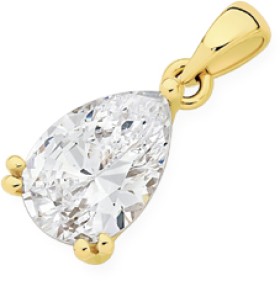 9ct+Gold+Cubic+Zirconia+Pendant