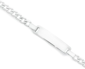 Sterling+Silver+17cm+Solid+Bevelled+Curb+Identity+Bracelet