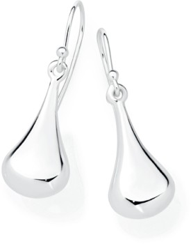 Sterling+Silver+Domed+Tapered+Drop+Hook+Earrings