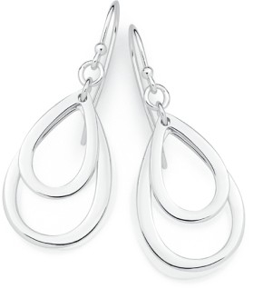 Sterling+Silver+Twin+Pear+Drop+Hook+Earrings