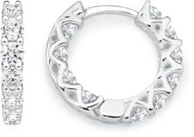 Sterling+Silver+Cubic+Zirconia+Inside+Out+Huggie+Earrings