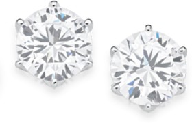 Sterling+Silver+Round+Cubic+Zirconia+Stud+Earrings
