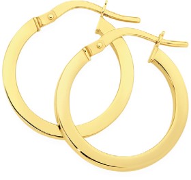 9ct+Gold+2x15mm+Square+Tube+Hoop+Earrings