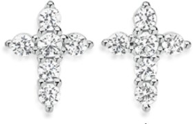 Sterling+Silver+Cubic+Zirconia+Cross+Stud+Earrings