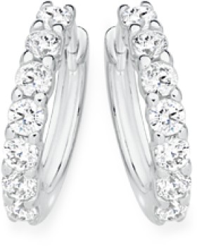 Sterling-Silver-Cubic-Zirconia-16mm-Huggie-Earrings on sale