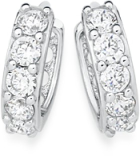 Sterling+Silver+Cubic+Zirconia+Bold+Huggie+Earrings