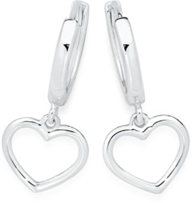 Sterling+Silver+Open+Heart+Huggie+Earrings