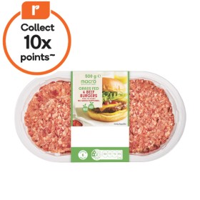 Macro-Australian-Grass-Fed-Beef-Burgers-500g-Pk-4 on sale