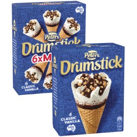 Peters-Drumstick-Ice-Cream-475-490ml-Pk-4-6-Excludes-Plant-Based-From-the-Freezer on sale