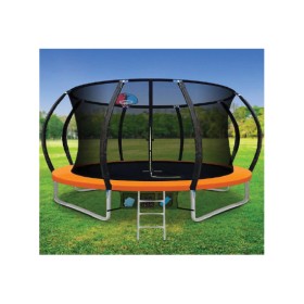Everfit+12FT+Trampoline+for+Kids+w%2F+Ladder+Safety+Net+Orange
