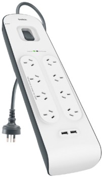 Belkin+8+Outlet+Powerboard+with+2+USB+Ports+2.4A