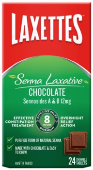 Laxettes+Senna+Laxative+Chocolate+24+Chewable+Tablets