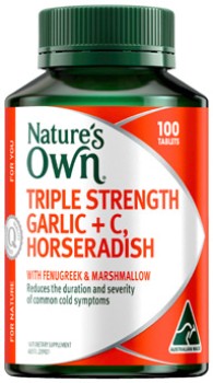 Nature%26rsquo%3Bs+Own+Triple+Strength+Garlic+%2B+C%2C+Horseradish+100+Tablets