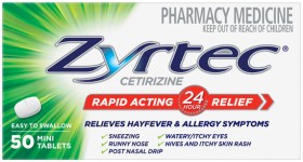 Zyrtec-Hayfever-Allergy-Relief-50-Mini-Tablets on sale