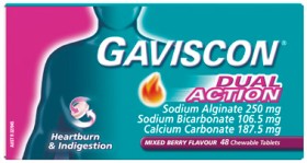 Gaviscon+Dual+Action+Mixed+Berry+Flavour+48+Tablets
