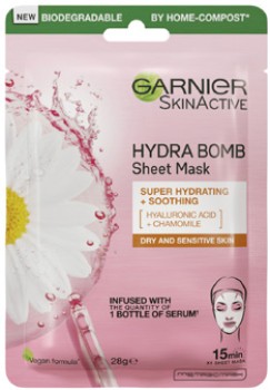 Garnier+Skin+Active+Hydra+Bomb+Hyaluronic+Acid+Chamomile+Soothing+Sheet+Mask