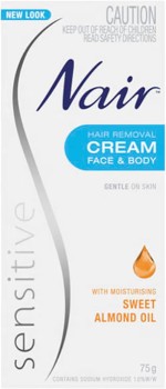 Nair+Sensitive+Hair+Removal+Cream+for+Face+%26amp%3B+Body+75g