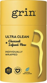 Grin+Charcoal+Infused+Dental+Floss+Pick+Ultra+Clean+40+Pack