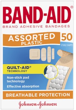 Band-Aid+Band-Aid+Plastic+Strips+Assorted+Shapes+50+Pack