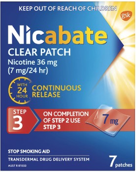 Nicabate+Clear+Patch+7mg+Step+3+Quit+Smoking+7+Pack