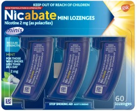 Nicabate+Quit+Smoking+Mini+Nicotine+Lozenges+Mint+2Mg+-+60+Pack