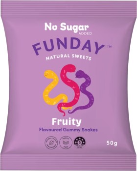 Funday+No+Sugar+Gummy+Snakes+Fruity+50g