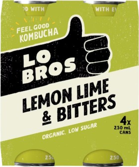 Lo+Bros+Kombucha+Soda+Lemon+Lime+%26amp%3B+Bitters+6x4x250ml