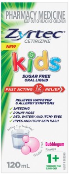 Zyrtec+Kids+Fast+Acting+Allergy+%26amp%3B+Hayfever+Relief+Oral+Liquid+Bubblegum+120ml