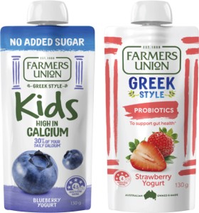 Farmers-Union-Greek-Style-or-No-Added-Sugar-Kids-Yogurt-Pouch-130g on sale