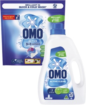 Omo-Laundry-Liquid-2-Litre-or-Capsules-28-Pack on sale