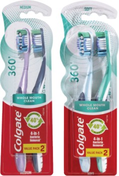 Colgate+360+Degree+Soft+or+Medium+Toothbrush+2+Pack