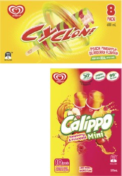 Streets+Mini+Calippo+10+Pack+575mL+or+Cyclone+Sticks+8+Pack+688mL