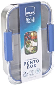 Smash+Blue+Stainless+Steel+Bento+Box+1300mL