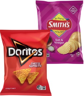 Doritos+or+Smith%26rsquo%3Bs+Crinkle+Cut+Chips+150%E2%80%91170g+Selected+Varieties
