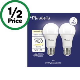 Mirabella-LED-GLS-14W-1400LM-Warm-White-Globe-Pk-2 on sale