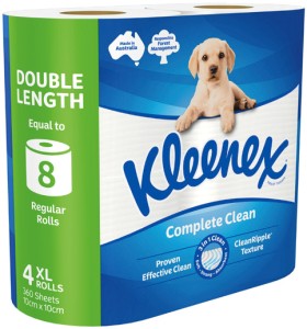 Kleenex+Complete+Clean+Double+Length+Toilet+Tissue+4+Pack