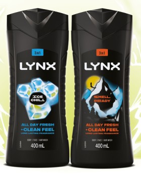 Lynx+3+In+1+Bodywash+400mL+Selected+Varieties