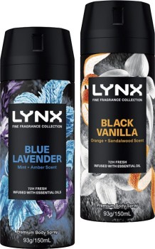 Lynx+Fine+Fragrance+Collection+Premium+Body+Spray+150mL+Selected+Varieties