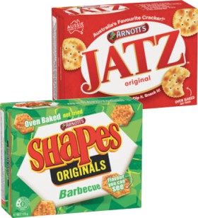 Arnott%26rsquo%3Bs+Shapes+130%E2%80%91190g%2C+Jatz+170%E2%80%91225g+or+Clix+250g+Selected+Varieties