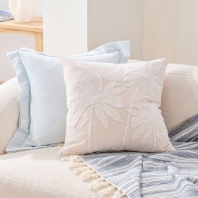 Aruba+Embroidered+Velvet+Palm+Square+Cushion+by+M.U.S.E.